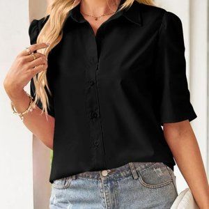 V-neck solid color ruffle top